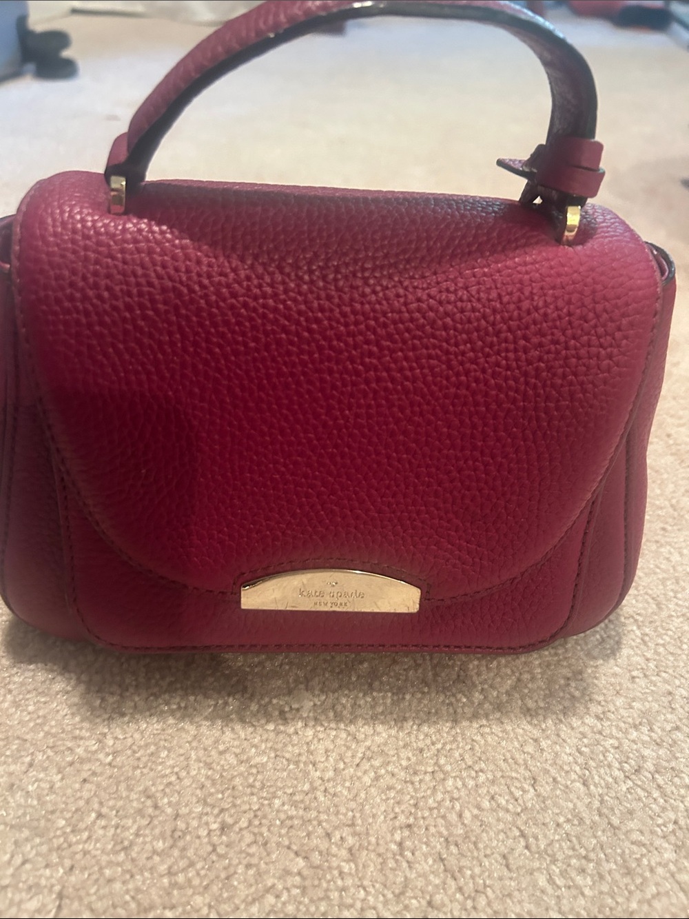 kate spade Pebbled Leather Crossbody in Deep Berry